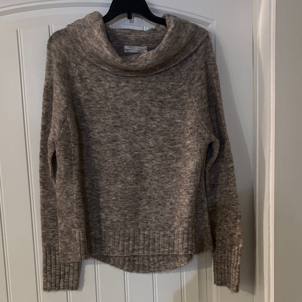 Anthropologie Heathered Brown Cowl Neck Sweater